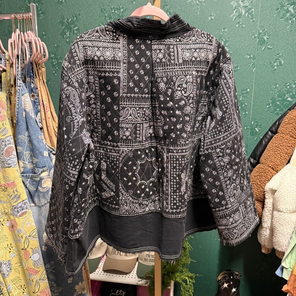 Pol Medium Black Paisley Denim Jacket - Picture 3 of 5